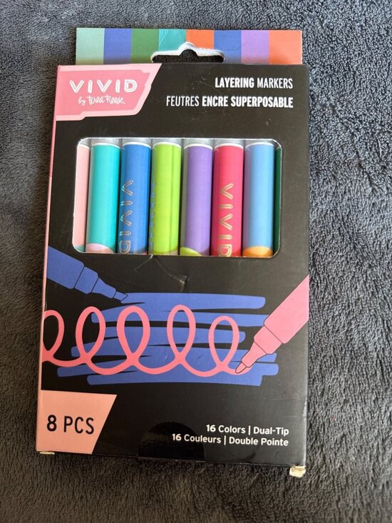 Vivid By Brea Reese Other - Vivid By Brea Reese Layering Markers 8 Pcs Dual Tip 16 Colors Chisel & Round Tip